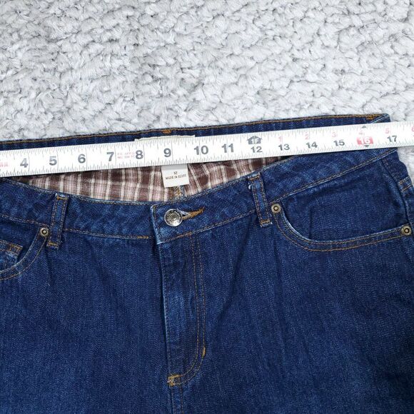 Natural Reflections Flannel Lined Straight Leg Jeans Women's Size 12 Blue Denim - Picture 9 of 12